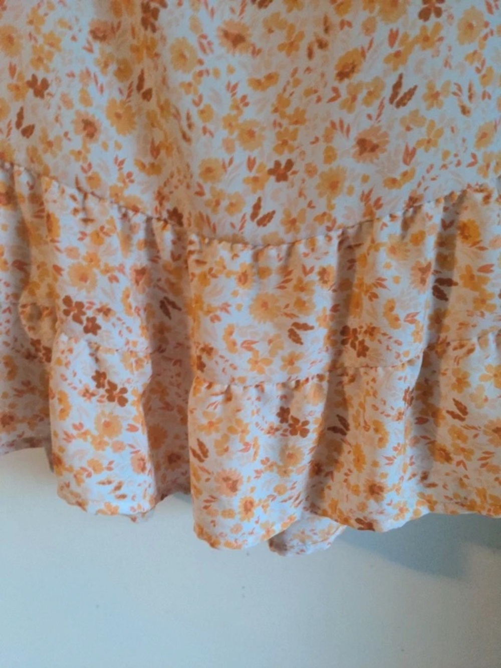 Floral Tie-Back Ruffle Hem Mini Dress - Yellow Floral - Picture 4 of 5